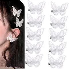 レースヘアクリップ 10個セット 蝶 ヘアクリップ 髪飾り 前髪クリップ刺 ヘアピン かわいい レース 蝶 髪飾り 髪留め 誕生日 結婚式 子供 レディース