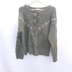 ◇ ⊇ SM2 サマンサ モスモス ウール混 長袖 カーディガン サイズF グリーン レディース E  【1501160023780】