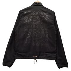 CHROME HEARTS クロムハーツ バック 英字 プリント シルバークロスボタン ナイロン コーチジャケット ブラック M 国内正規品 / 40051