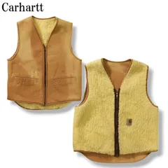 70s80sヴィンテージ カーハート Carhartt カスタム ボアベスト ダックベスト シープパイル リメイク 再構築 ブルゾン ジャケット M メンズ