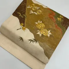 名古屋帯 刺繍 金彩 上品なデザイン 九寸 正絹 着物 MA-367