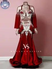 新品 未使用 新作 赤　レッド　オリエンタル　ベリーダンス衣装 オーダーメイド　インナーパンツ付き