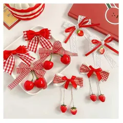 蝶結び ヘアクリップ 8個セット いちご ヘアピン 蕾 蝶結び チェリー ヘアピン レース リボン ヘアピン 蝶結び 髪飾り 可愛い ヘアピン 森ガール お姫様 蝶結び おしゃれ レース リボン付き ヘアアクセサリー 女の子 お茶会 結婚式 学園祭 文化祭