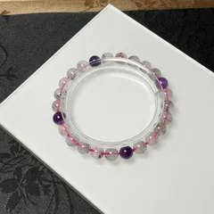 綺麗 EU製 ★スーパーセブン★パワーストーン ブレスレット 天然石 原石 お守り 6.8-7.3mm ZB545