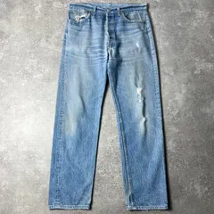 ヒゲ 90s USA製 Levis 501 ストレート クラッシュ デニム パンツ 36 / 90年代 アメリカ製 オールド リーバイス ジーンズ 脇割り