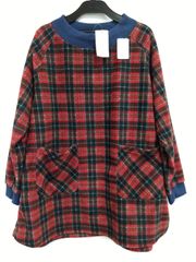 SALE中【新品未使用】あったかフリースプルオーバー　ゆったりチュニック　ルームウェア　チェック柄　M～Lサイズ　母の日