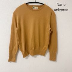 AB0558 ナノユニバース ニット セーター メンズ Mサイズ ピュアウール100% カーキブラウン 秋冬