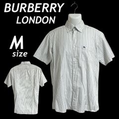 BURBERRY LONDON バーバリー ロンドン メンズ 半袖シャツ M ボタンダウン 刺繍ロゴ 綿 A1L48-116-04 三陽商会 ストライプ  マルチカラー系 (E02)★