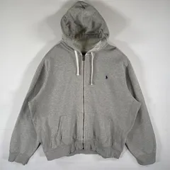 古着 ポロバイラルフローレン Polo by Ralph Lauren パーカー フルジップ スウェット 厚手 ワンポイント XXL  ライトグレー メンズ