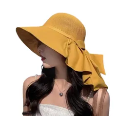 [Clove Cube] 【クローブキューブ】レディース 帽子 サンバイザー UVカット つば広 折りたたみ 軽量 通気 春 夏 調節 紐付き (マスタード) [マスタード] [Free Size]