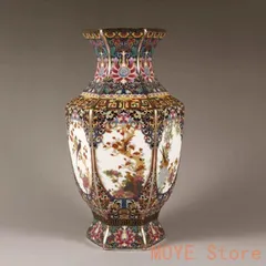 清乾隆琺瑯彩花鳥六方瓶 景徳鎮 陶磁器 装飾品 現代工芸品 美術