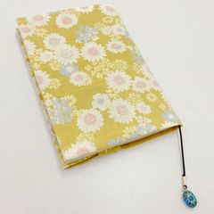 布ブックカバー 花柄 文庫本サイズ しおり付き ハンドメイド B060