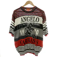 アンジェロガルバス ANGELO GARBASUS ニット サマーセーター 半袖 総柄 キャラクター イラスト ボーダー L 赤 レッド 黒 ブラック 白 ホワイト 61760103251 /MP ■GY42