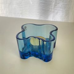 Iittala キャンドルホルダー ブルー キャンドル付き ※訳アリ商品