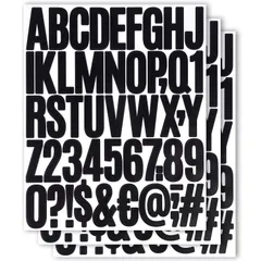 【在庫処分】数字 シール 大きい アルファベット ステッカー 番号 ナンバーシール文字シール 防水 白 黒 ブラック ホワイト 3枚セット (2インチ ブラック)