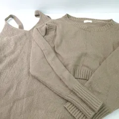 ■ LOWRYSFARM ローリーズファーム ニット地 キャミソールワンピース ショートニット サイズF ブラウン系 レディース E  【1405140048179】