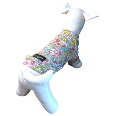 【ラグランTシャツ】犬服 リバティプリント リバティファブリック マーガレットアニー（ピンクグリーン）ドッグウェア かわいい 花柄 フラワー 日本製
