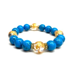 12mm 四神獣金彫水晶×ターコイズ パワーストーン ブレスレット 運気上昇 開運 金運 健康運 厄除け お守り 青龍 白虎 玄武 朱雀 （ゴールド）メンズ・レディース　男性・女性　数珠ブレス　開運 /1  [6]