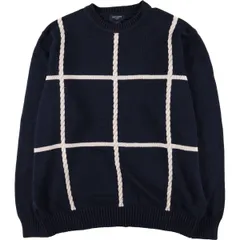 古着 ドッカーズ DOCKERS チェック柄 ケーブル編み コットンニットセーター メンズL相当/eaa576315