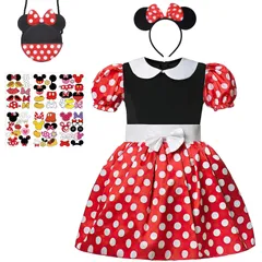 【新着商品】ミッキー 子供 コスプレ コスチューム なりきり キッズ 仮装 ハロウィン ミニー クリスマス ドット柄 可愛い スカート ディズニー ハロウィン コスプレ ハロウィン 仮装 [Mprocen] 子供 女の子 ハロウィンコスプレ 4点セット