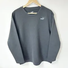 (^w^)b PUMA プーマ クルーネック 長袖カットソー トップス Tシャツ ロンT ポリエステル100% シンプル 無地 スポーツMIX 運動 トレーニング ラフ リラックス ブラック 黒 メンズ サイズL