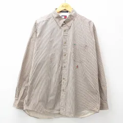 XL/古着 トミーヒルフィガー 長袖 ブランド シャツ メンズ 90s ワンポイントロゴ 大きいサイズ コットン ボタンダウン ベージュ他 カーキ 