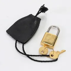 ロエベ アナグラム  パドロック 南京錠 キー 鍵 ゴールド クロシェット 付 バッグ レザー カデナ メンズ レディース EEM H33-7【中古】のサムネイル