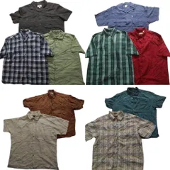 古着卸 まとめ売り チェック柄 半袖シャツ 9枚セット (メンズ XL ) 開襟シャツ ボックスカット マドラスチェック 中古 古着 MZ8343