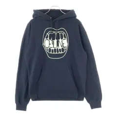 CELINE　セリーヌ　パーカー セリーヌ】CELINE ロゴ ブラック コットンフリースパーカー (CELINE