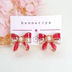 ✨新作✨リボン ピアス🎀【イヤリング、クリップイヤリング】変更可(*ˊ˘ˋ*)
