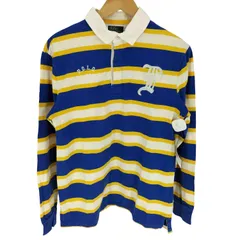ポロバイラルフローレン Polo by RALPH LAUREN ALL STAR 刺繍 OLD ENGLISH ワッペン ボーダー L/S ラガーシャツ メンズ import：XL 