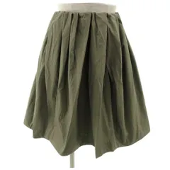 アーバンリサーチ URBAN RESEARCH スカート フレア ギャザー ミディ丈 ウエストゴム 日本製 コットン カーキ Free