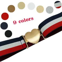 4.2cm【ハート ストレッチ ベルト】【送料無料】ピンクゴールドのハートがかわいい、簡単らくちんゴムベルト！