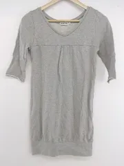 ◇ MILKFED ミルクフェド バックプリント 七分袖 ミニ ワンピース チュニック サイズXS グレー ピンク系 レディース P  【1303310000395】