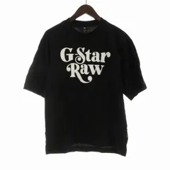 ジースターロウ G-Star RAW Tシャツ カットソー プリント クルーネック 半袖 S 黒 ブラック /RO