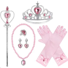 【在庫処分】[DERAYEE] コスプレ用 プリンセス 手袋 お姫様 エルサ キッズ 子供用 衣装 仮装 アナ雪 手袋 パーティー ティアラ 子供 魔法のステッキ 子供 あくせさりー セット