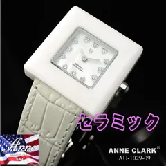 ANNE CLARK レディース腕時計 セラミック ケース サファイヤガラス 天然白シェル文字盤 本革ベルト