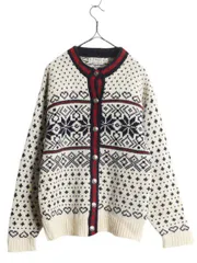 【お得なクーポン配布中!】 80s USA製 エルエルビーン ニット カーディガン レディース M 旧タグ ヴィンテージ LLBEAN ウール セーター バーズアイ ノルディック 総柄