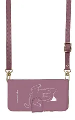 iPhone15Pro  ケース 手帳型 iPhone15 プロ スマホケース スマホショルダー レザー ストラップ 猫 シンプル ネコ イラスト 手書き かわいい  ピンク 調節可能 130cm  カラー05