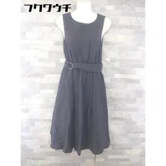 ◇ ◎ le.coeur blanc ウエストベルト付き リネン混 ノースリーブ ロング ワンピース サイズ38 ネイビー系 レディース 【中古】 【1103090022828】