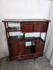 T1528☆美品☆違い棚 唐木 花梨 無垢材 両面茶棚 茶箪笥 飾り棚 和家具