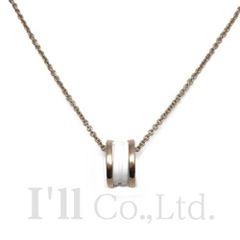 BVLGARI　ブルガリ　ビー・ゼロワン　ネックレス　346082　750PG　ホワイトセラミック　ブランドジュエリー　ペンダント　B.zero1　B-zero1　Au750　K18PG　18金　ピンクゴールド　白セラ【中古】【75311】