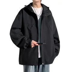 ライトアウター アウトドア ジャケット 撥水 秋服 防風 ウインドブレーカー 耐摩耗 フード付き メンズ ブルゾンジャンパー 軽量 薄手 アノラック マウンテンパーカー 無地 上着 キャンプ 釣り [Easykode] 登山 秋 冬 春