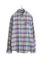【お得なクーポン配布中!】 00s ラルフローレン チェック 3点留め ボタンダウン フランネル シャツ メンズ M / 古着 ポロ 長袖シャツ ネルシャツ ポニー無し コットン