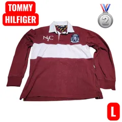 【数量限定】TOMMY HILFIGER ワッペン ラガーシャツ ワインレッド L 【A77】