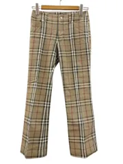 バーバリー ロンドン BURBERRY LONDON パンツ ストレート ノバチェック柄 ベージュ コットン 綿 36 S ボトムス