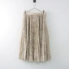 美品 クラネ CLANE FLOWING FLOWER SKIRT 1/ベージュ 花柄 フラワー プリーツ スカート フレア ロング【2400014317060】