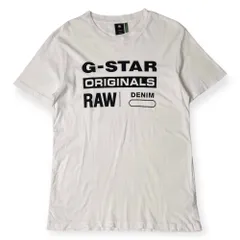G-STAR RAW ジースターロゥ デザイン 半袖 Tシャツ S/ホワイト×ブラック メンズ