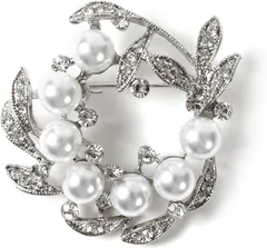 TIGLOSS ティグロス ブローチ コサージュ パール セレモニー フォーマル リング ジャケット スーツ ギフト 結婚式 お呼ばれ ドレス パーティー ピン クリップ おしゃれ 花 りぼん 専用BOX付(シルバー)