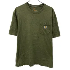 Carhartt 半袖 ロゴTシャツ L グリーン カーハート プルオーバー 胸ポケット ワンポイント カットソー 古着卸 アメリカ仕入 a705-5184